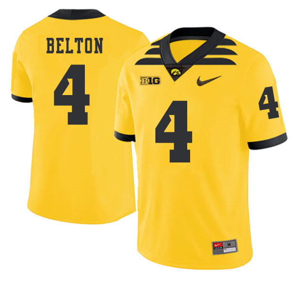 2019 Men #4 Dane Belton Iowa Hawkeyes College Football Alternate Jerseys Sale-Gold - Click Image to Close